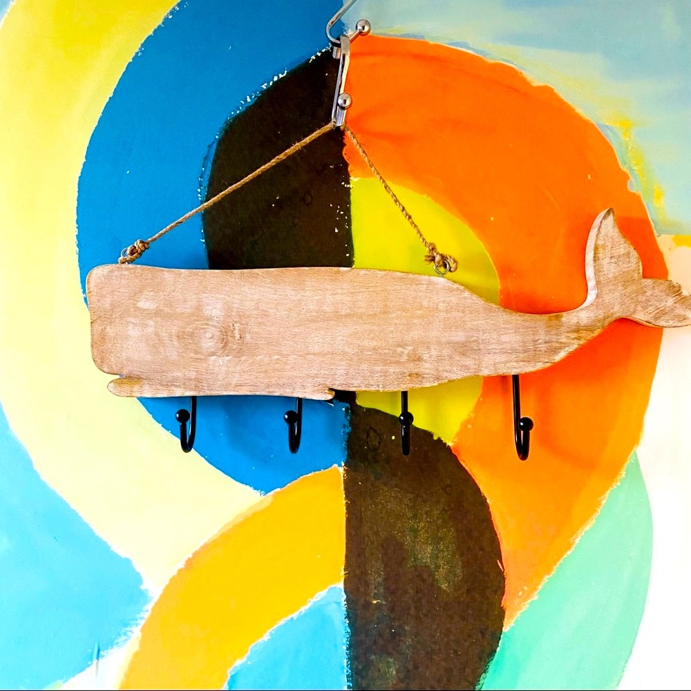 NEW without TAGS Recycled Wood Whale Coat Rack